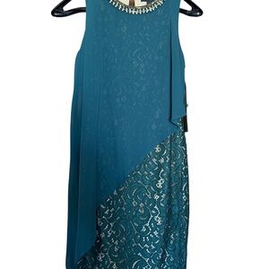Scarlett Teal Asymmetrical Lace Dress